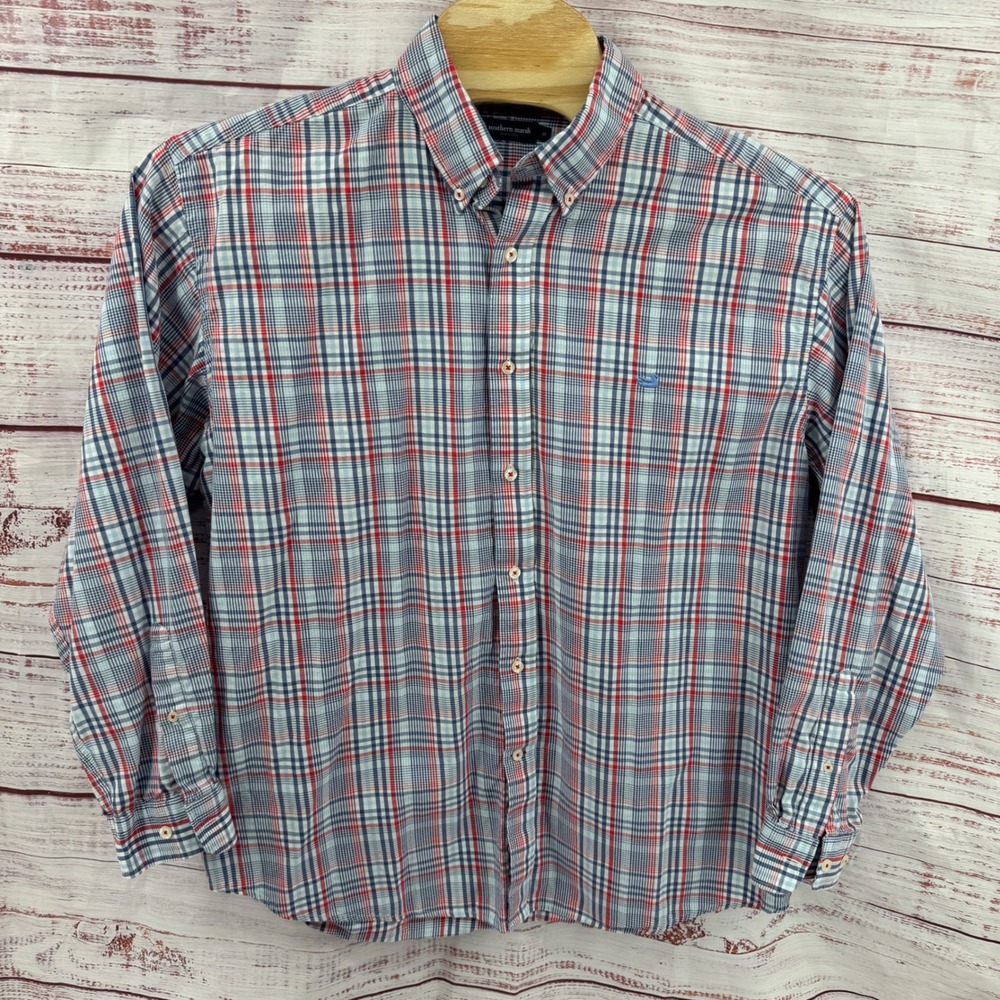 Southern Marsh Shirt Mens XL Plaid Button Down Long Sleeve Cotton Casual Preppy
